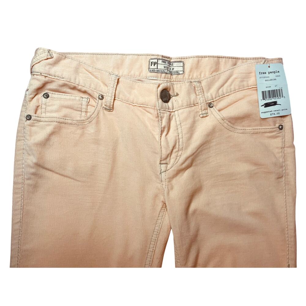 Free people women’s peach corduroy, skinny pants, size 27 NWT